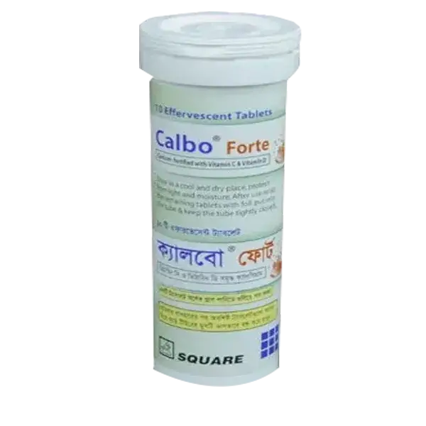 Calbo Forte Effervescent Tablet 1000 mg+327 mg (Elemental calcium)+500 mg+400 IU