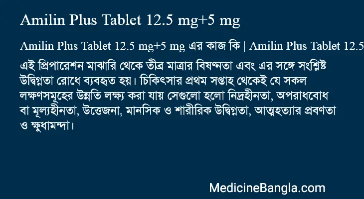 Amilin Plus Tablet 12.5 mg+5 mg in Bangla