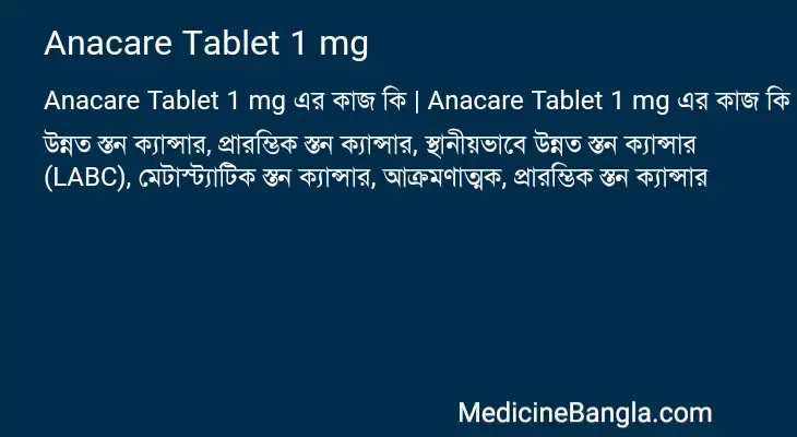 Anacare Tablet 1 mg in Bangla