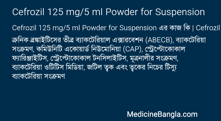 Cefrozil 125 mg/5 ml Powder for Suspension in Bangla