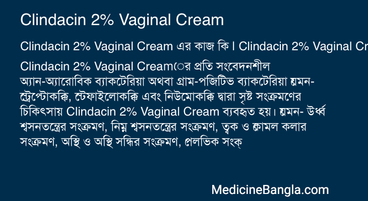 Clindacin 2% Vaginal Cream in Bangla