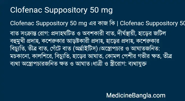 Clofenac Suppository 50 mg in Bangla