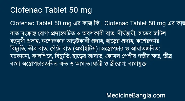 Clofenac Tablet 50 mg in Bangla