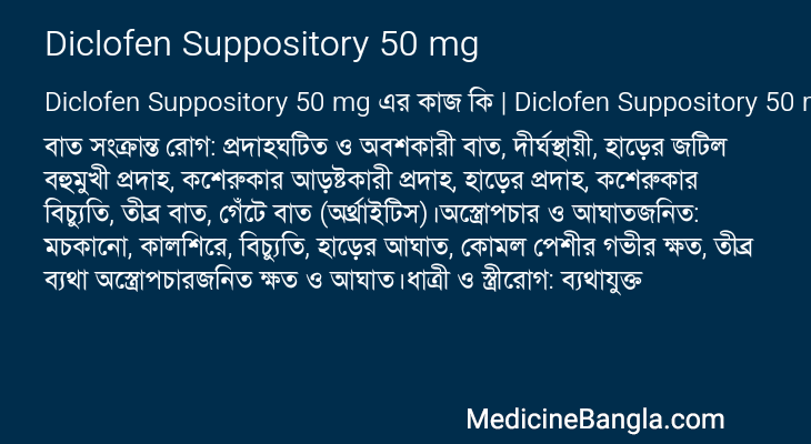 Diclofen Suppository 50 mg in Bangla