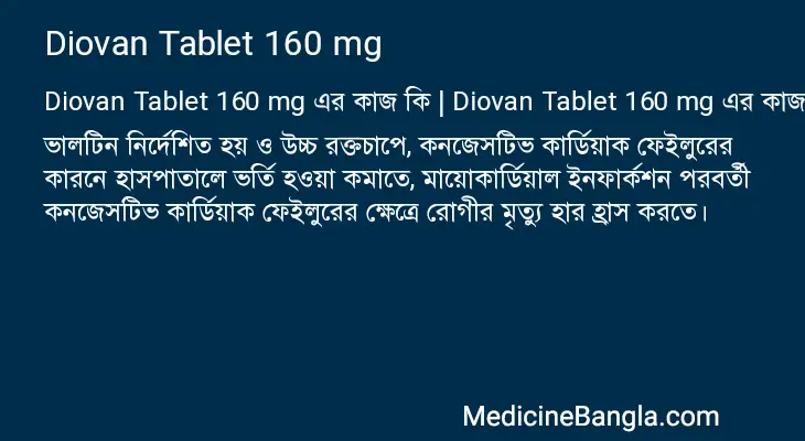 Diovan Tablet 160 mg in Bangla