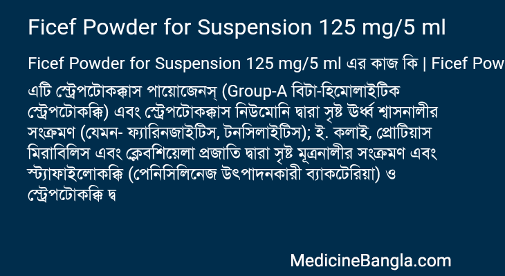 Ficef Powder for Suspension 125 mg/5 ml in Bangla