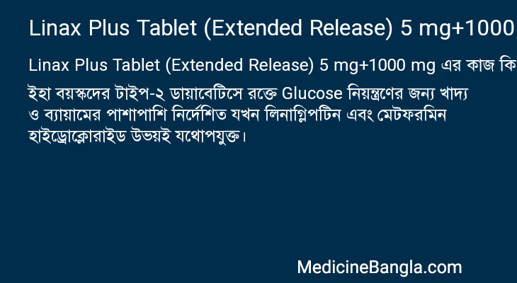 Linax Plus Tablet (Extended Release) 5 mg+1000 mg in Bangla